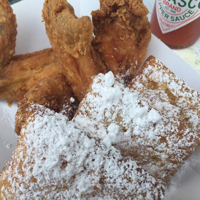 eatingnola's tweet photo. Chicken Wings and Beignets at #bayouboogaloo from #PralineConnection who needs Chicken and Waffles we got this #NOL… http://t.co/vKiQA1MYCW