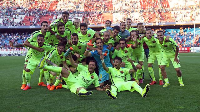 FCBarcelona_es's tweet photo. [LA CRÓNICA] Atlético de Madrid–FC Barcelona: ¡Campeones de Liga en el Calderón! http://t.co/h2J3bzWtnH #CampionsFCB http://t.co/cRgs3jjICG