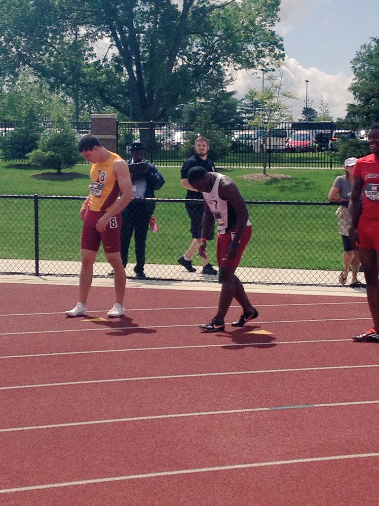 OU_Track's tweet image. Men's 4x100 relay up next! Mike Wells getting ready to RUN FAST! #SoonerProud #Big12TFchamp