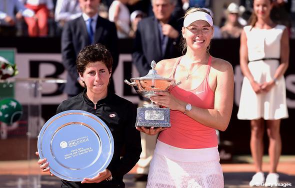 WTA's tweet photo. Your 2015 @InteBNLdItalia champion @MariaSharapova &amp; finalist @CarlaSuarezNava--> http://t.co/7E2iciE8J6 #WTA #IBI15 http://t.co/em4TMhdID7