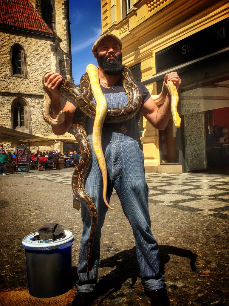 bigdamnband's tweet photo. I got to handle snakes today in Prague. #bigdamnband #czechyoself #snakehandler #prague #czechrepublic http://t.co/9IaQt9SHU0
