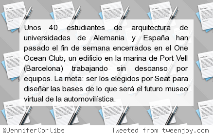 JenniferCorlibs's tweet photo. #teamfollowback Seat encierra a 40 estudiantes para crear un museo digital http://t.co/ypnWXWy0Hw http://t.co/L8bTTi3Kz2
