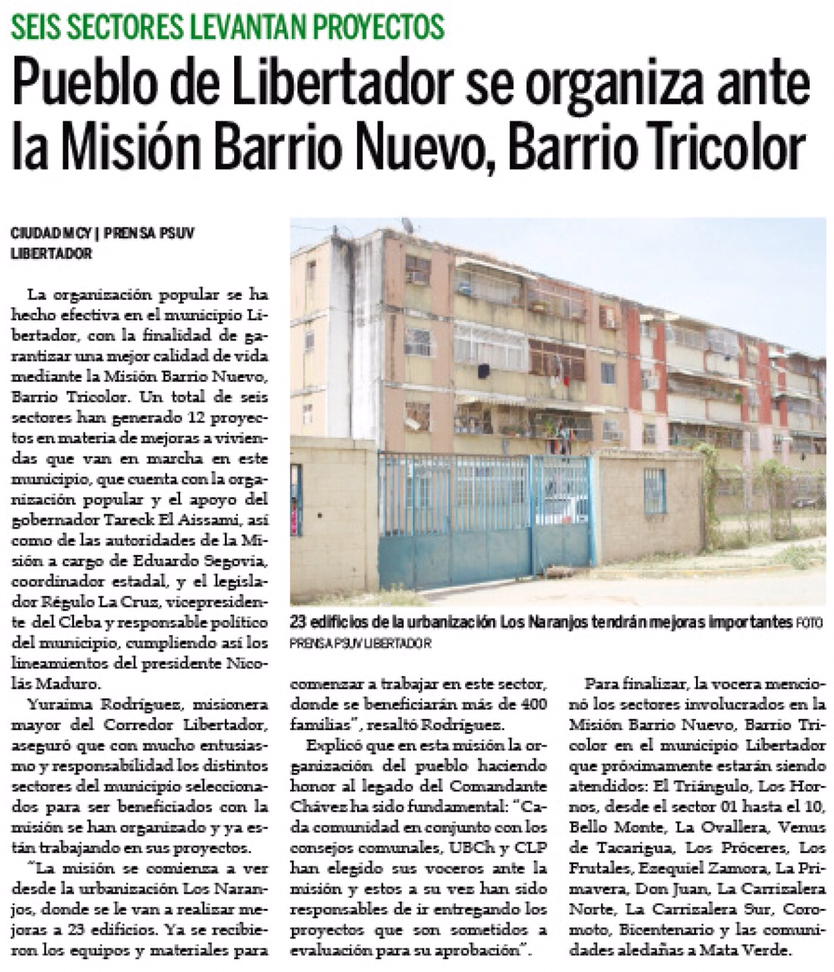 LuisLopezPSUV's tweet photo. Pueblo de Libertador se organiza ante la Misión Barrio Nuevo Barrio Tricolor. @TareckPSUV @NicolasMaduro http://t.co/uv9HcopExO