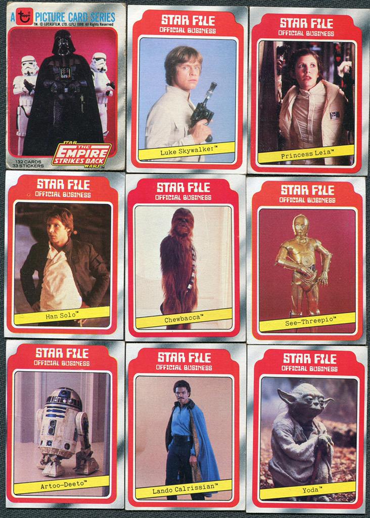 TikiAmbassador's tweet photo. Cool illustrated Empire Strikes Back cards, just like the good ol' days. @CoffeeWthKenobi #ToppsESB http://t.co/wfs57VK8Zg