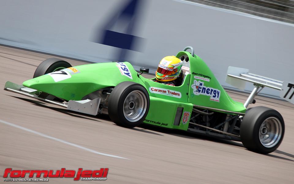 Two <a href="/FormulaJedi/">Formula Jedi</a> wins for <a href="/benhingeley77/">Ben Hingeley</a> at <a href="/RockinghamUK/">Rockingham</a> as <a href="/LeeMorganRacing/">Lee Morgan Racing</a> moves to the top of the Championship.