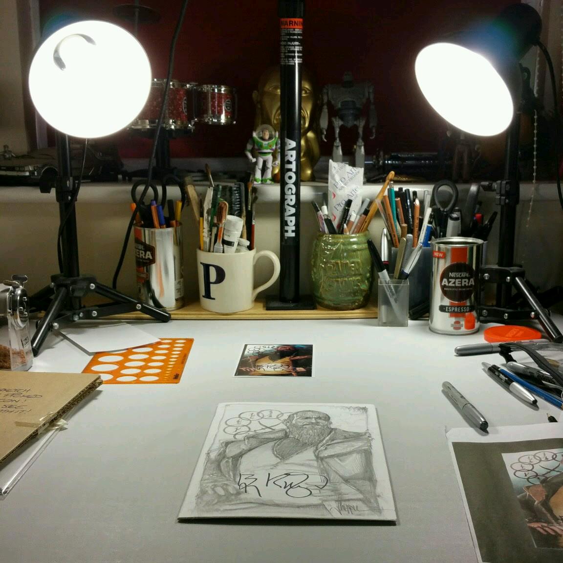 PaulShipper's tweet photo. Doing a little comic book sketch cover for a fan. #theManderin #benkingsley #marvel #ironman3 #instaart #bestofth... http://t.co/WNfYQfMes8