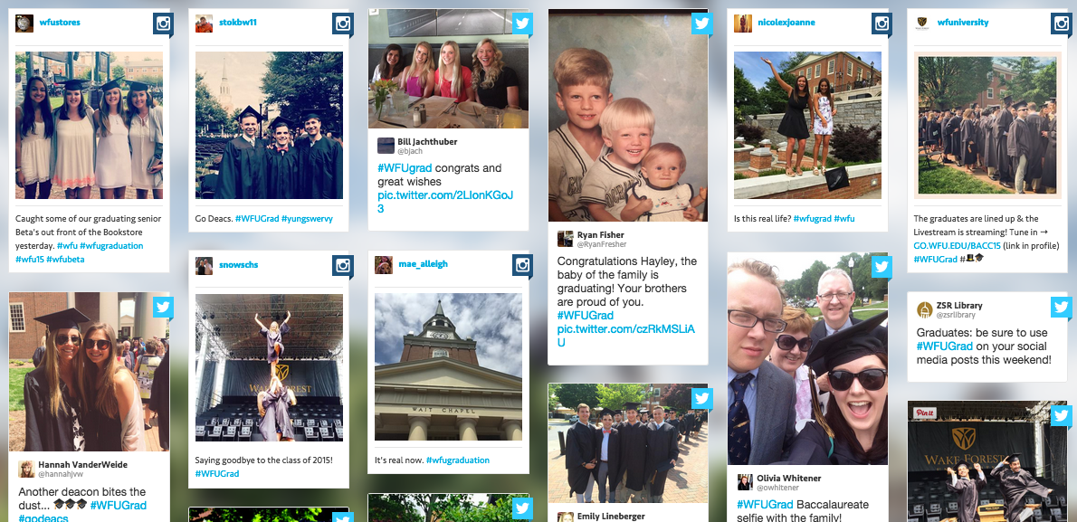 WakeForest's tweet photo. Excitement is building for #WFUGrad, especially on social media! Check it out  → http://t.co/6qHg1TyVOJ http://t.co/AQ8bBtcq1U