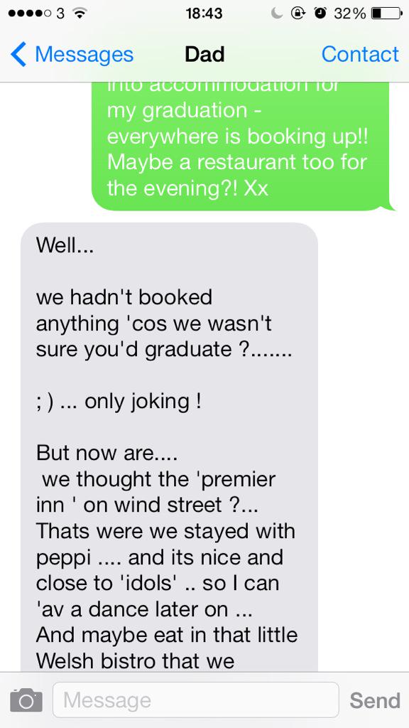 Emma_Platts's tweet photo. Can't wait to hit idols with the family on my graduation evening #dadbantz http://t.co/gu1NeY2TLG