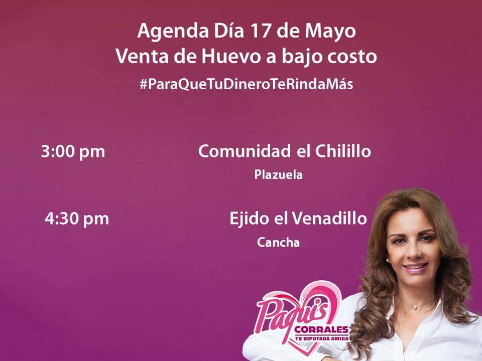 paquiscorrales's tweet photo. Con el Programa #ParaQueTuDineroTeRindaMás, visitaremos hoy el #Chilillo y #Venadillo, llevaremos huevo a bajo costo http://t.co/5PfjS3NllW