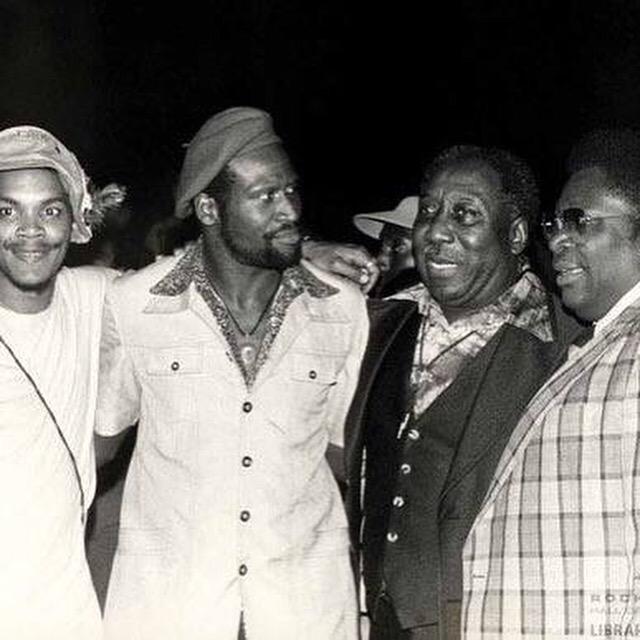 Right to left-  B. B. King, Muddy Waters, Taj Mahal and Sugar Blue. Chicago circa 1980. Happy birthday dad. I  u!! 