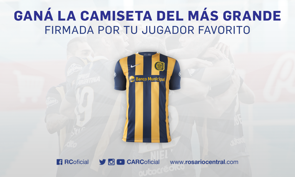 RosarioCentral's tweet photo. ¡Ganá la camiseta del más grande firmada por tu jugador favorito! 

Participá RT esta foto. Tenes tiempo Sábado 23/5. http://t.co/xmpj3pGOkf