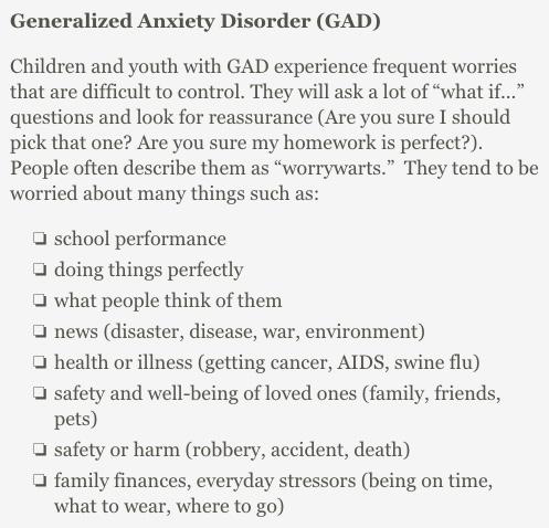 What does generalized anxiety disorder look like in children? This.