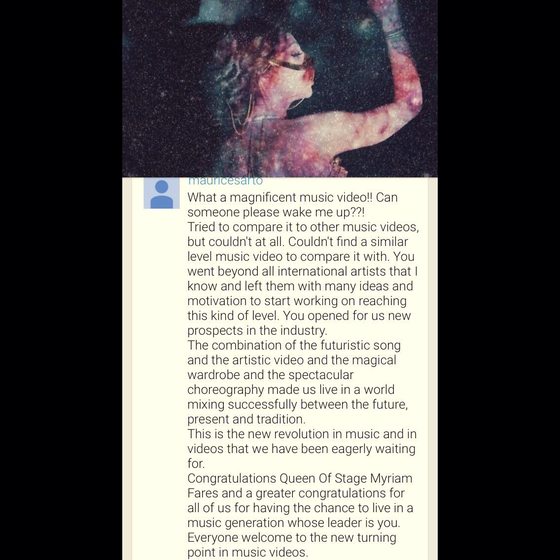 MaryomaaFares's tweet photo. And this is one of the best comments on your #AmanMusicVideo @myriamfares proud of you babygirl! X http://t.co/aHcv5WAonA