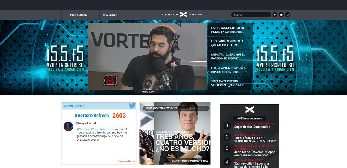 Vorterix's tweet photo. ¿Ya hiciste #VorterixRefresh? Entrá a http://t.co/ynhnvxzCv9 y sumate a @RoxyRadioShow desde la nueva web! http://t.co/Z13wSxj0RU