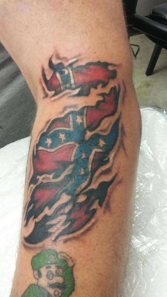 rebel flag back tattoo