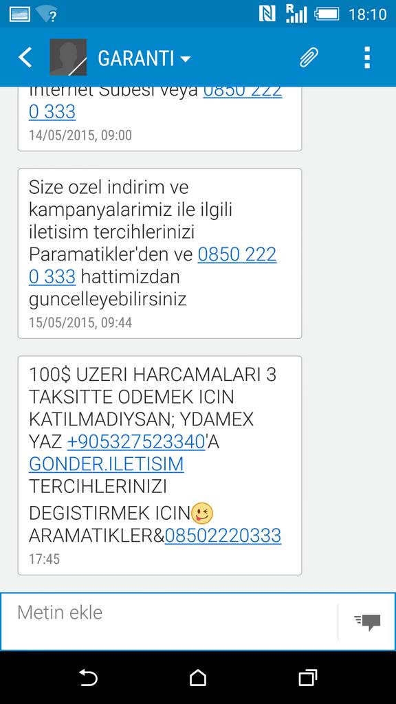 Onr_7's tweet photo. Amerika'daki müşterisine kendini yalnız hissettirmeyen banka. Bir de ikon eklemişler mesaja. ;) Teşekkürler @garanti http://t.co/oRlFKQdYAM