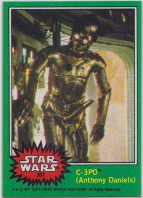 ThatJunkman's tweet photo. This vintage Topps Star Wars card had to be recalled due to a camera angle making 3PO look a little too happy http://t.co/adAh34ZD4O