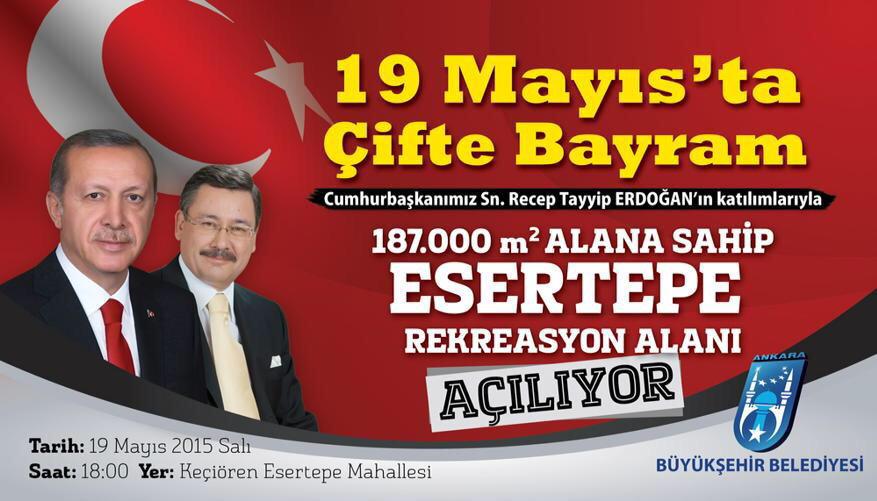 Fatihatezcan's tweet photo. Keçiören Esertepe Parkı yarın Cumhurbaşkanımız @RT_Erdogan 'ın teşrifiyle saat 18:00'da açılıyor. @06melihgokcek http://t.co/haYz5MD6py
