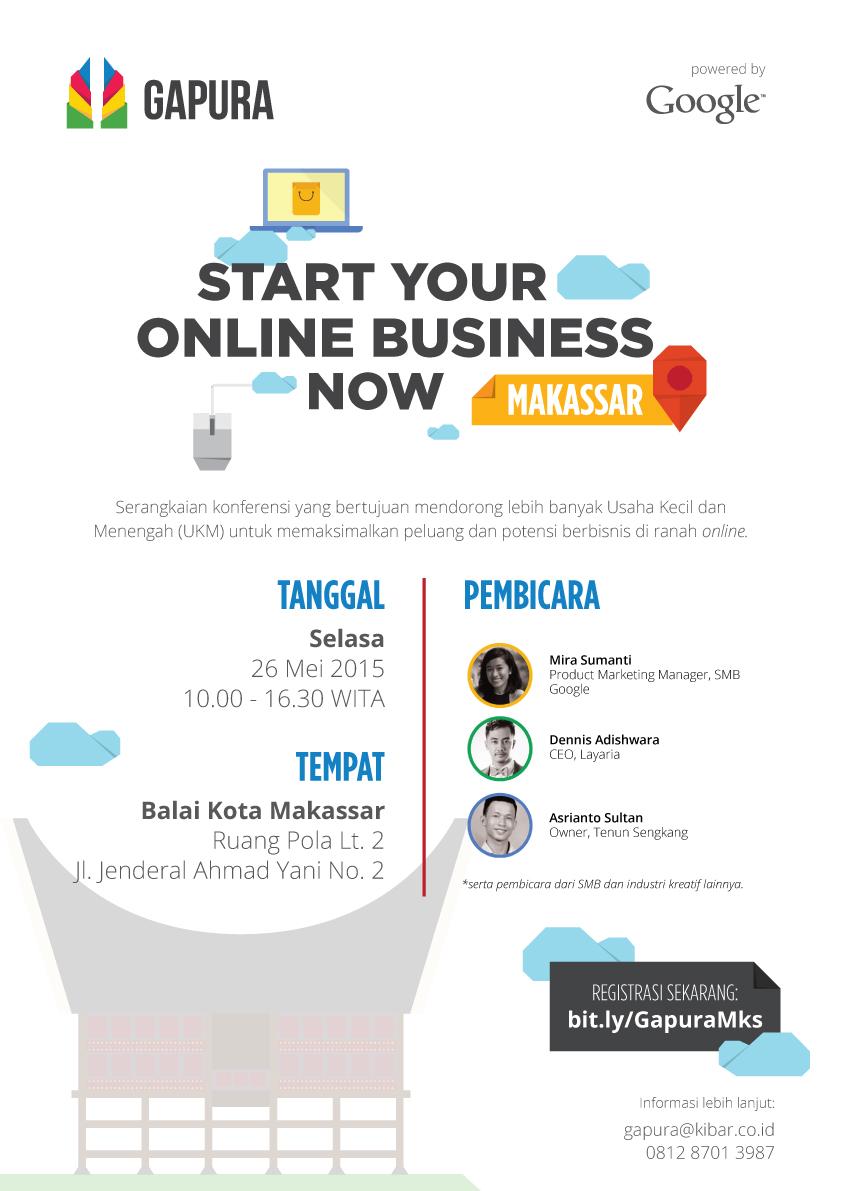 Buat yg punya bisnis online &amp; promosi via online di Makassar, ikuti GAPURA tgl 26/05. Daftar bit.ly/GapuraMks