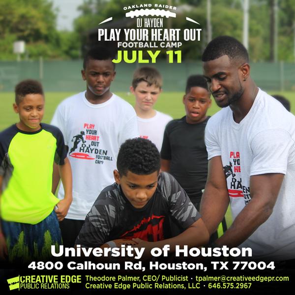 Inviting young athletes to learn the game of football! Join Oakland Raider's, <a href="/_Go_DJ_/">DJ Hayden</a> for his camp in Houston!