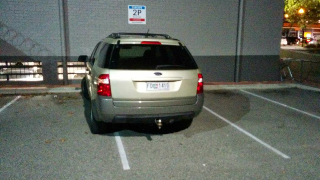 <a href="/parking_fails/">Asshole Parking</a> @ParkingWanker No, '2p' doesn't mean 'straddle 2 parking bays' #perth #australia