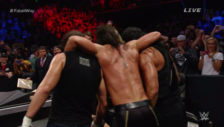 JonMoxleyDotNet's tweet photo. The Hounds attack #WWEPayback http://t.co/xC7b2zdXR8