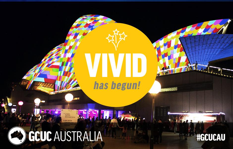 GCUCAU's tweet photo. Tonight the @VividSydney
lights are switched on &amp; #GCUCAU is part of the 2 week celebrations! http://t.co/Ph8YeJrXf7 http://t.co/ni3LV0y4Rf