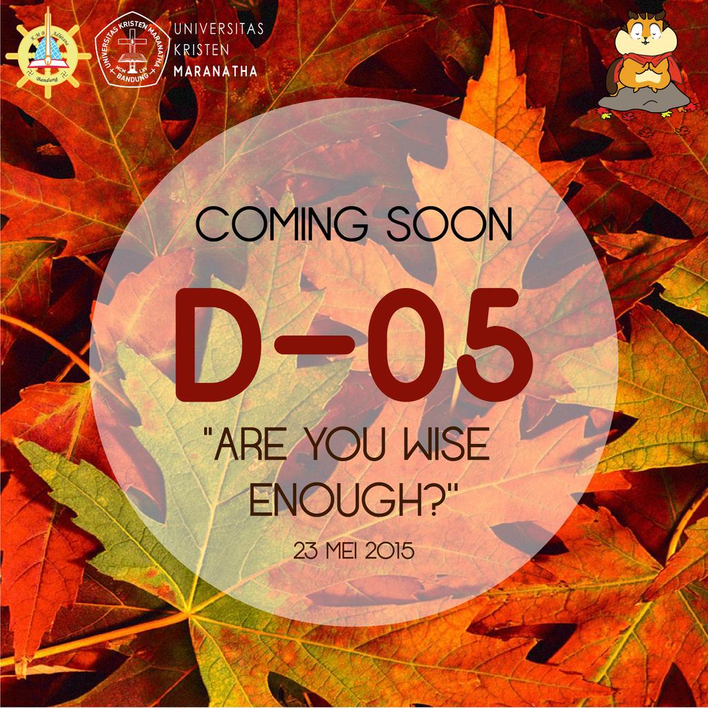 KMB_Adhitana's tweet photo. Mark Your Date !!! Saturday, 23 mei 2015
KMB ADHITANA MARANATHA PROUDLY PRESENT : "Are You Wise Enough?" http://t.co/BvSqidJpoF