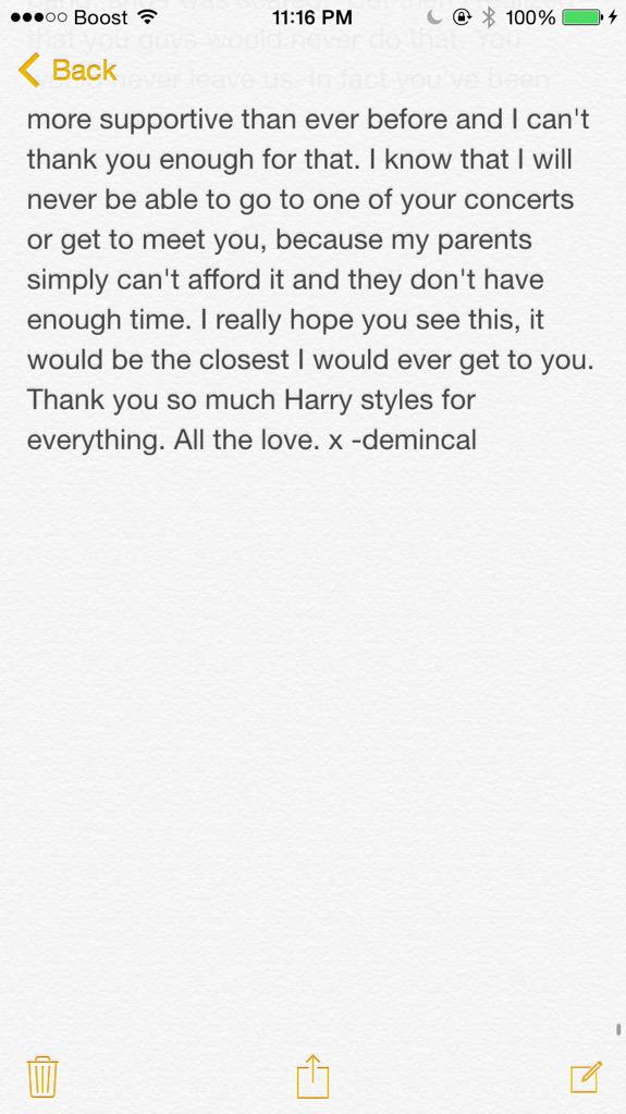 demincal's tweet photo. @Harry_Styles I hope you see this I love you so much. All the love <3 http://t.co/c6m0z1XCjE