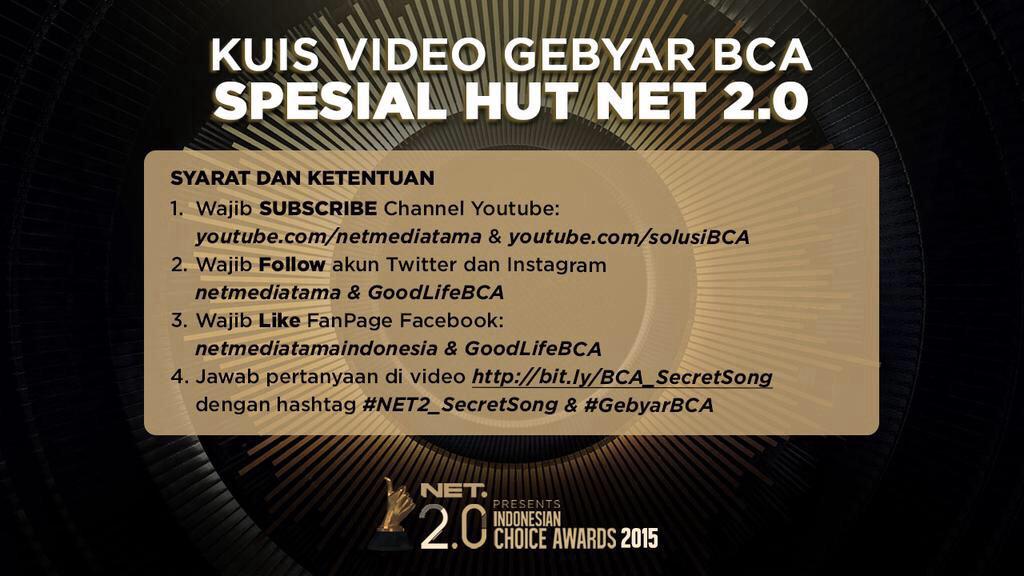 GoodLifeBCA's tweet photo. Pastikan persyaratannya dilengkapi dulu ya, sebelum menjawab kuis #GebyarBCA #NET2_SecretSong http://t.co/sCIc1wR0Hr