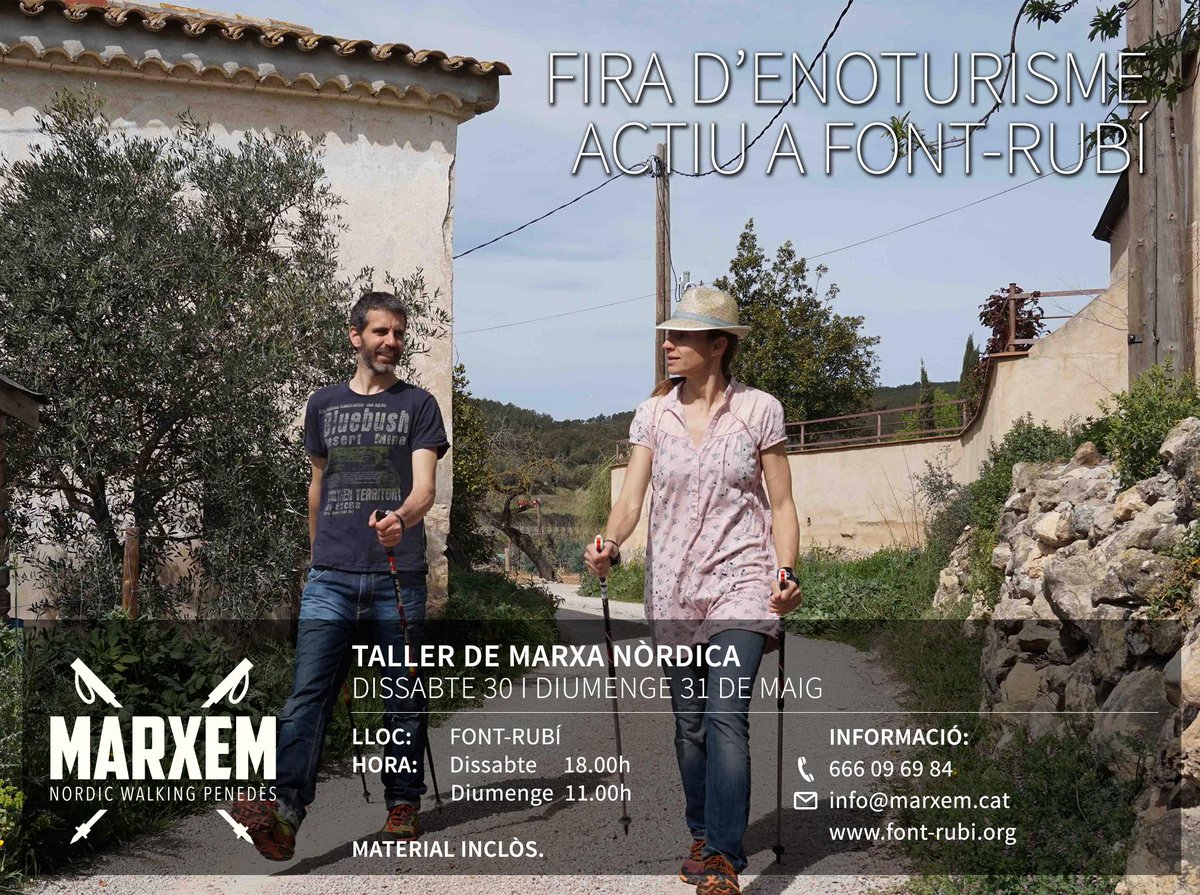El 30 i 31 de maig estarem a la fira d'entourisme actiu de Font-Rubí. Hem preparat dos tallers de marxa nòrdica.