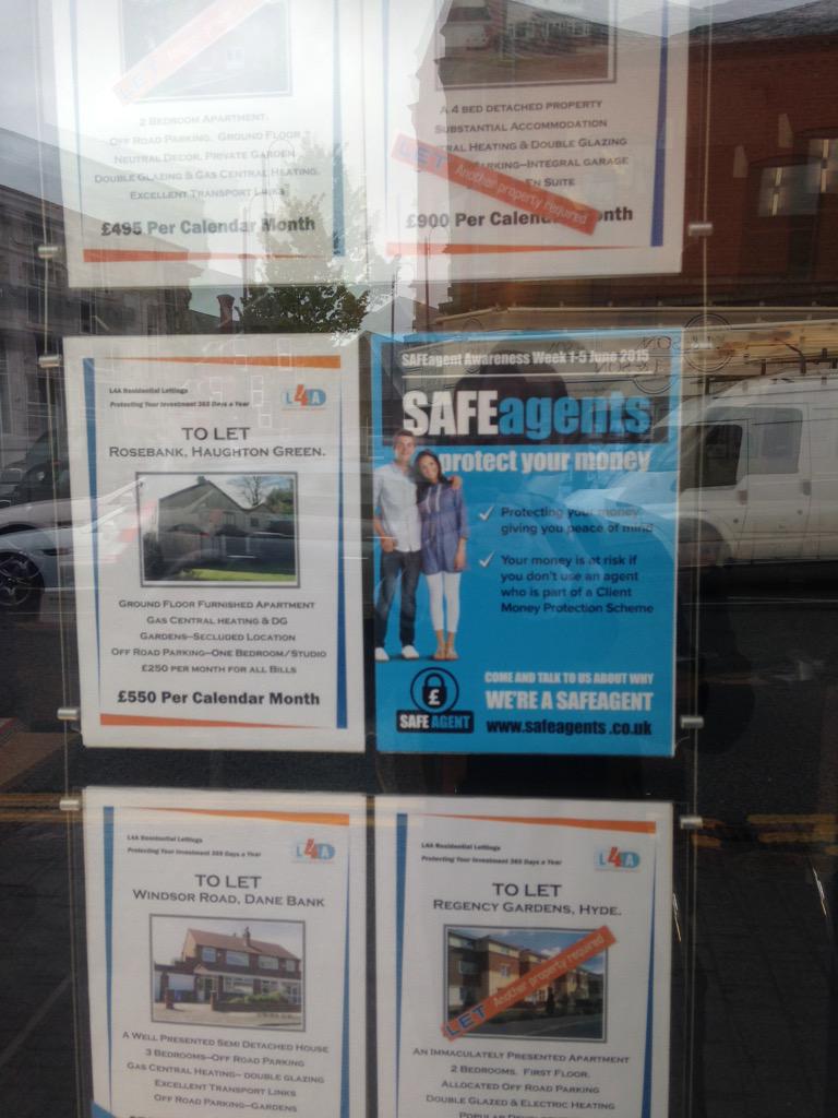 L4Alettings's tweet photo. @Safeagent posters have arrived and already in the window ready for #safeagentweek http://t.co/XIP6s9FHmi