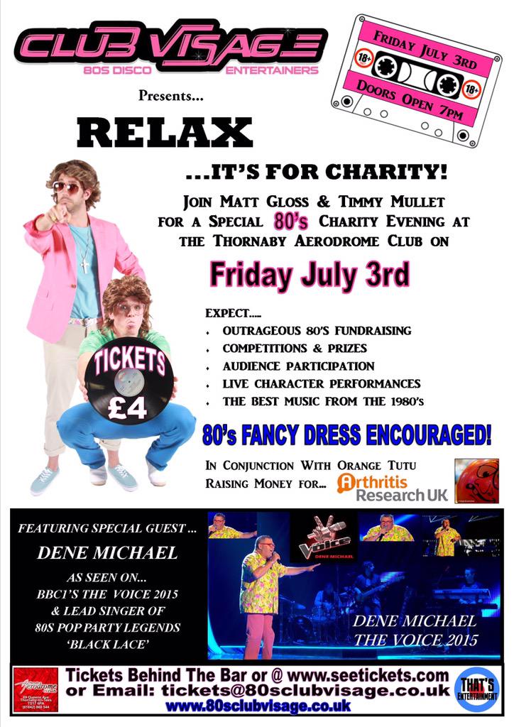 ClubVisage's tweet photo. Tickets on sale for our 80s charity night for @ArthritisRUK featuring @denemichael http://t.co/kzghomTkIg @TeessideRT http://t.co/YsId78SccB