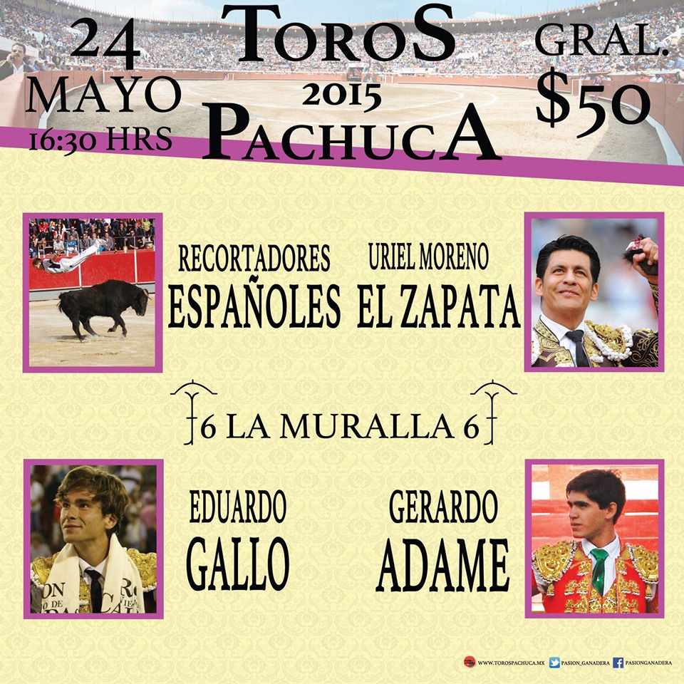 Pasion_Ganadera's tweet photo. @TempleArte 24 de Mayo 2da. corrida del serial #TorosPachuca2015 
Venta de boletos http://t.co/GZsG06n6MO http://t.co/51vnRq7ONK