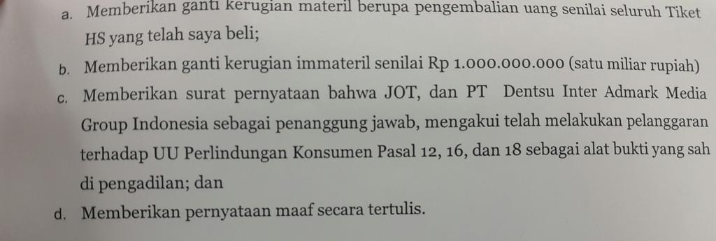 Hashtag "#GugatanUntukJOT", Penggemar Inginkan Perbaikan Pelayanan Dari JKT48