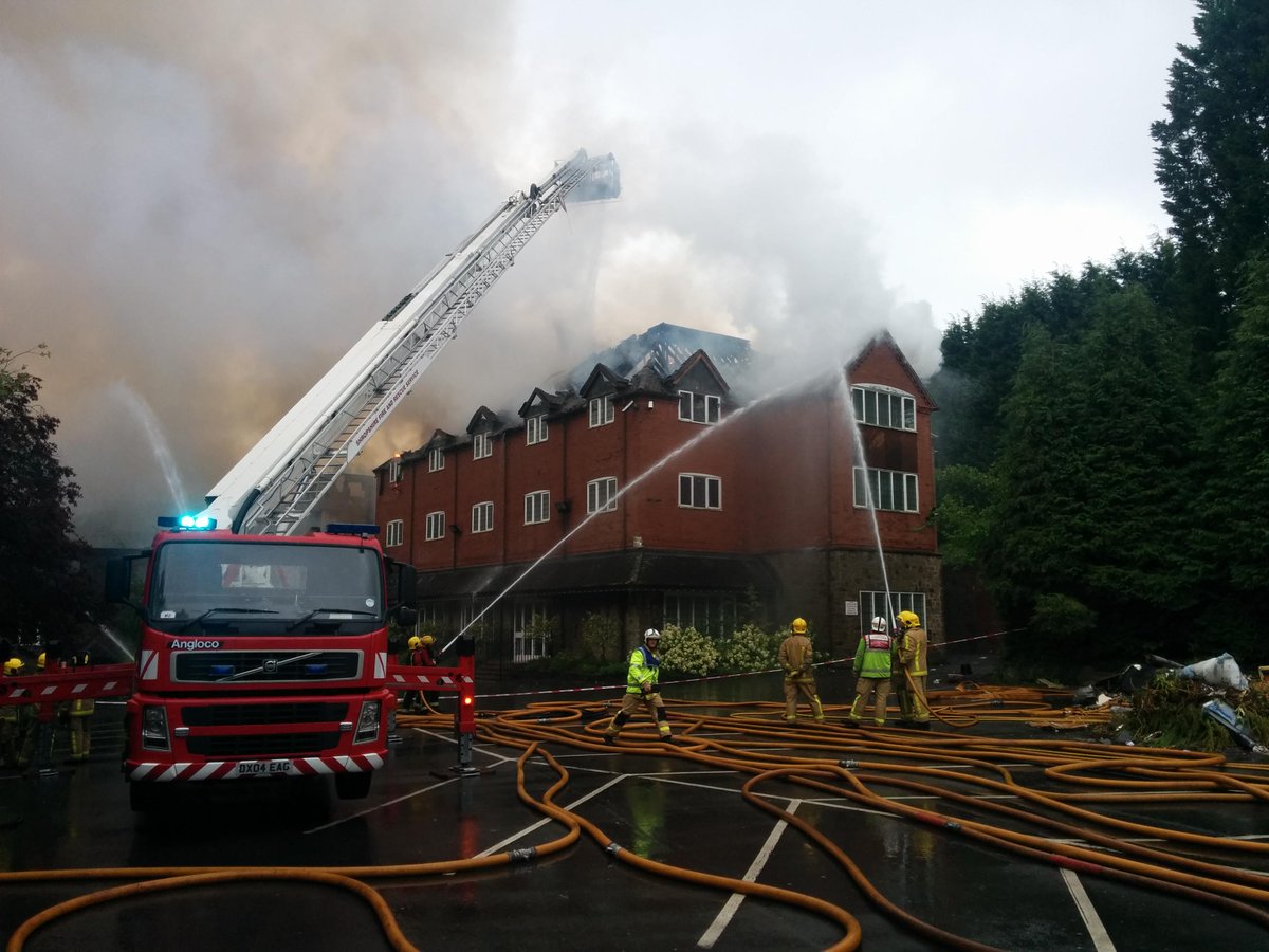 Significant fire in a disused hotel in the Alveley area. Thanks to <a href="/HWFire/">Hereford & Worcester Fire and Rescue Service</a> <a href="/StaffsFire/">Staffordshire Fire and Rescue Service</a> <a href="/WestMidsFire/">West Midlands Fire Service</a> for support.