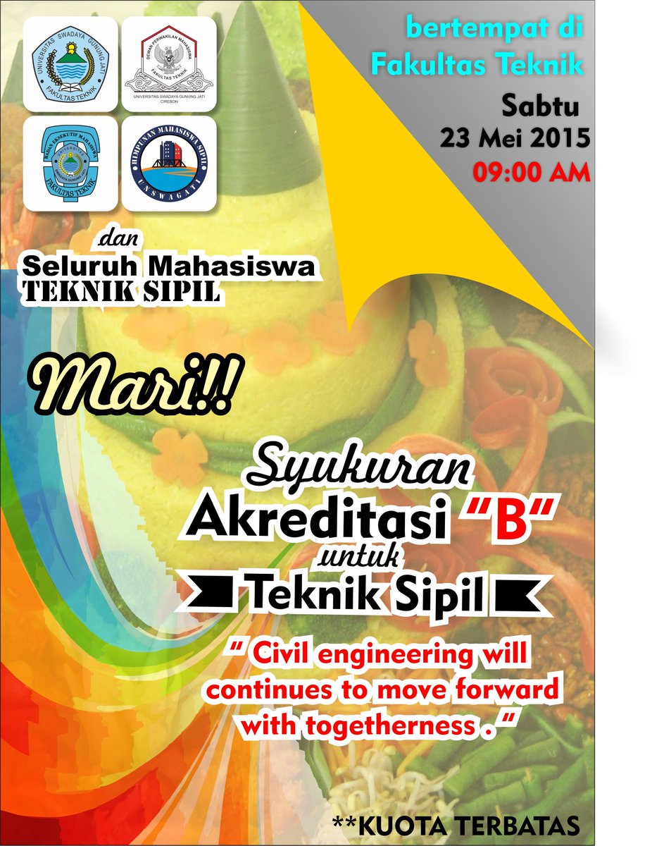BEM FT UNSWAGATI (@bemftunswagati) on Twitter photo Mari Ikut Syukuran Akreditasi B di Fakultas Teknik Unswagati Cirebon <a href="/HMS_UNSWAGATI/">HMS Unswagati</a> <a href="/DPMFT_UNSWAGATI/">DPMFT UNSWAGATI</a> Mari Ikut Syukuran Akreditasi B di Fakultas Teknik Unswagati Cirebon <a href="/HMS_UNSWAGATI/">HMS Unswagati</a> <a href="/DPMFT_UNSWAGATI/">DPMFT UNSWAGATI</a>