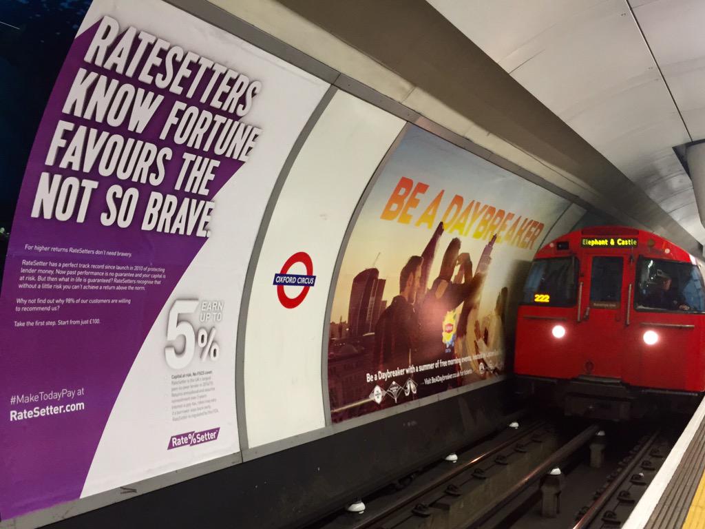 chrisck's tweet photo. The @RateSetter tube ads are back in town. Looking good! http://t.co/9sFy8rl5uD