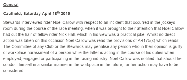 Punters's tweet image. Noel Callow made a ridiculous appearance in Saturday's steward's report from Caulfield: punt.rs/5fc