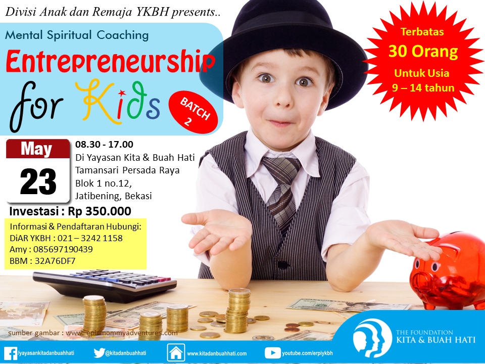 DamarSandi's tweet photo. RT @kitadanbuahhati: [Info Kegiatan] ENTREPRENEURSHIP FOR KIDS, Sabtu 23 Mei 15.Terbatas 30 anak usia 9-14. http://t.co/Pus4rRwZA0