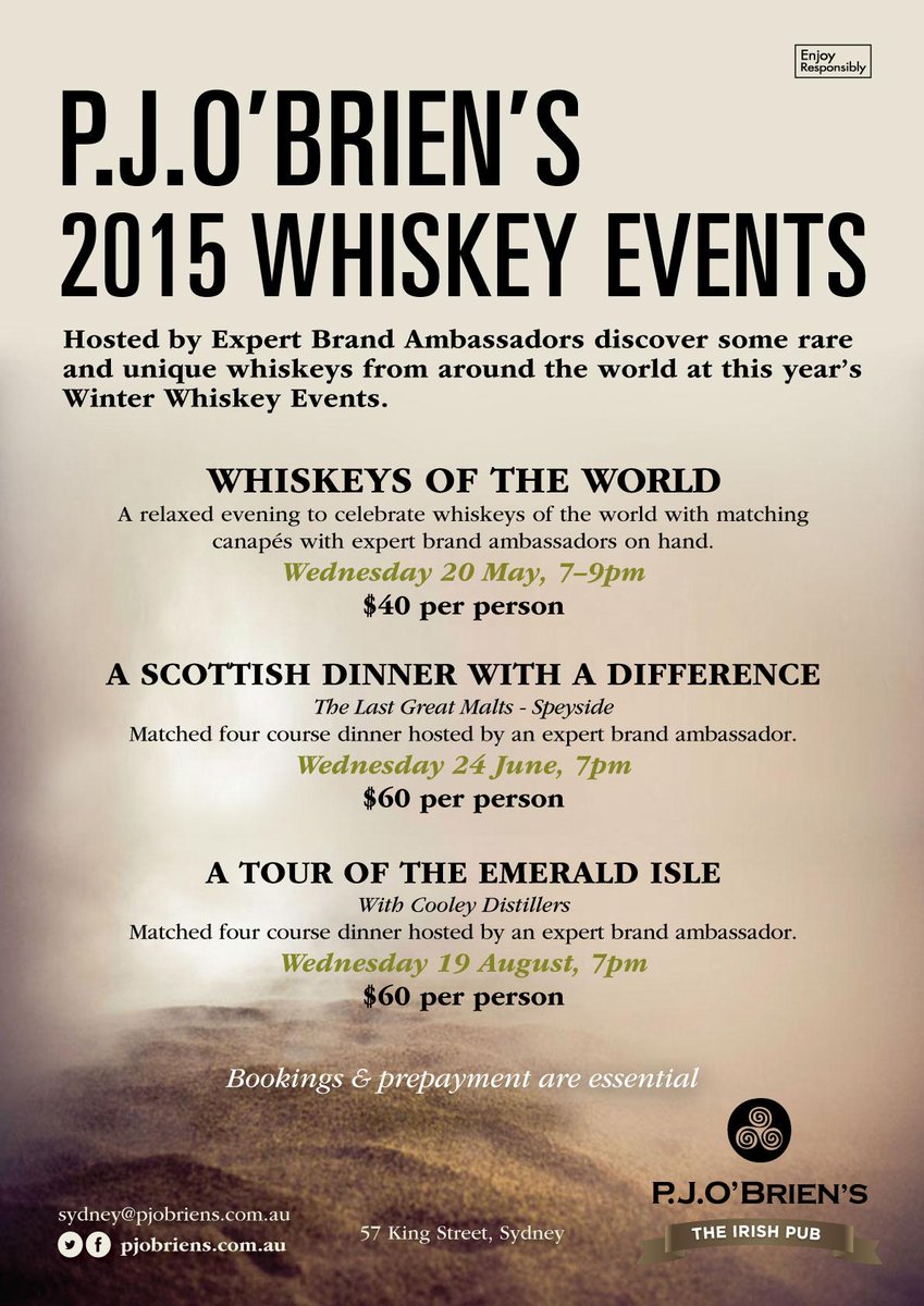 pjobriens's tweet photo. #PJSSYD 1st #Whiskey Event  2015 this Wed @pjobriens #Call 92901811 to reserve your space #Whiskeywednesdays #Sydney http://t.co/pDorVfsxOY