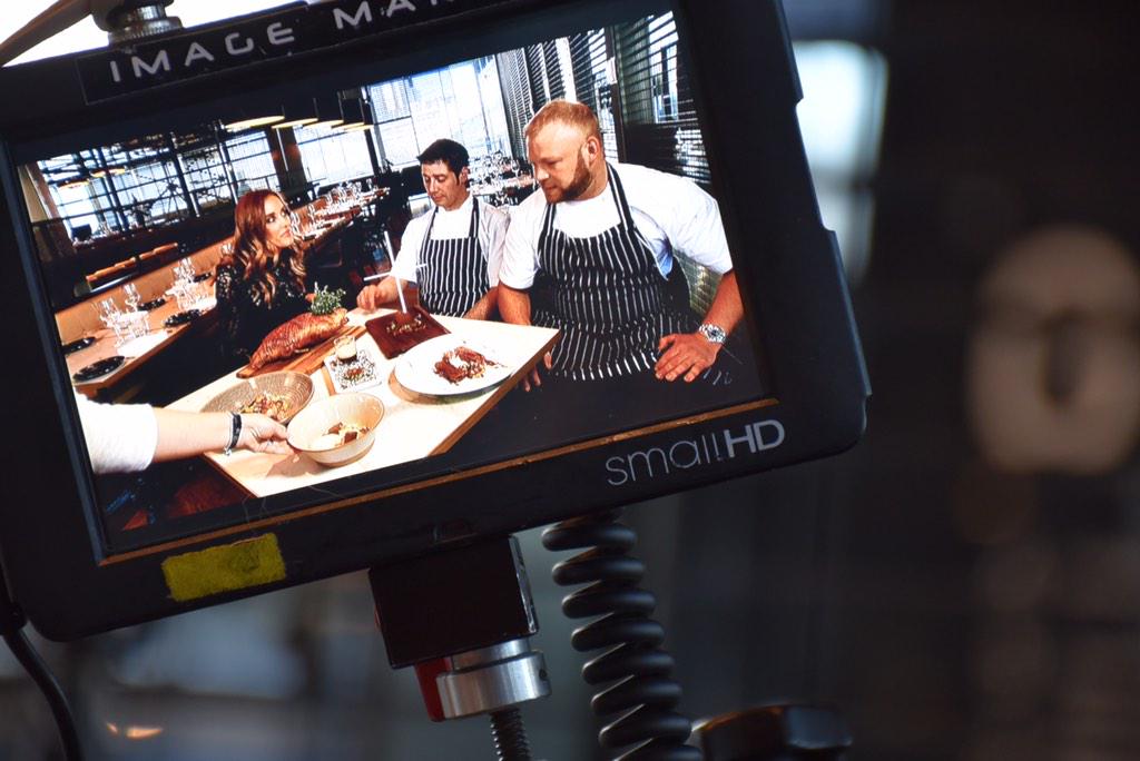 Collins_Square's tweet image. #BTS filming w/ @Channel9 Postcards at @Chiara_Rest for our Beak to Tail dinner June 24 - book events@Chiara.net.au