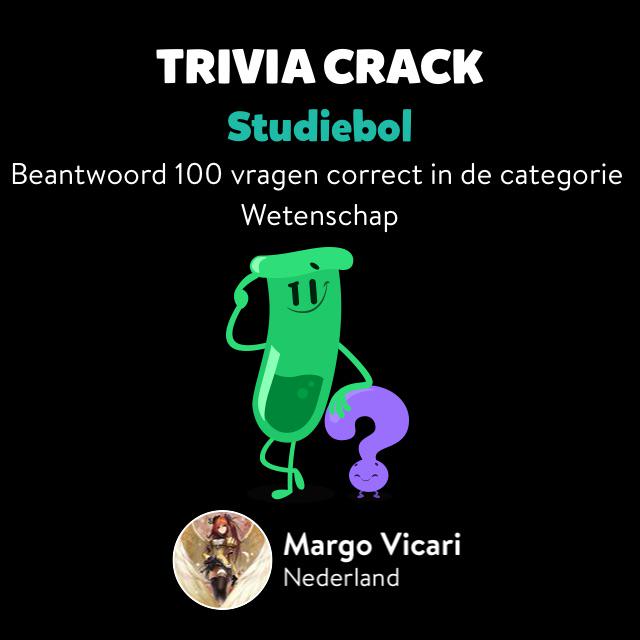 MrsRCV_'s tweet photo. Margo Vicari heeft zojuist de insigne Studiebol ontgrendeld in Trivia Crack  http://t.co/bWHIX15Zfd http://t.co/SjuETCMfIH
