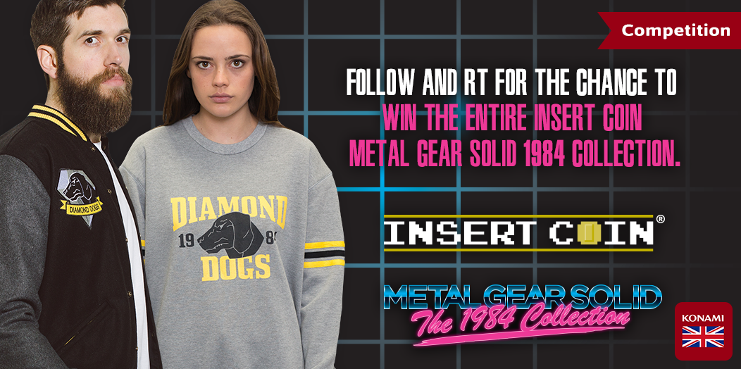 KONAMIUK's tweet photo. We’re at #MCM with tons of #MGS merch this week! Follow &amp; RT for a chance to #WIN @InsertCoinTees #MGS 1984 range. http://t.co/q3x9DBlcSx