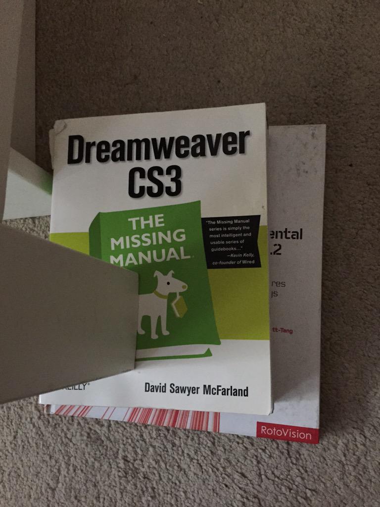 handsomepixels's tweet photo. Finally making use of my Dreamweaver manual... now propping up a cot. Dreamweaver props who would of thought...? http://t.co/RoRqd4WJxh
