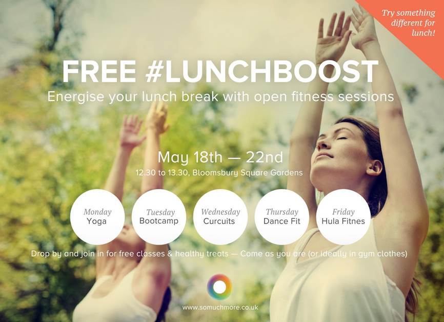 HackingHappinez's tweet photo. Need a quick workout fix during lunch? Come down to Bloomsbury square for some free circuit training by @SomuchmoreUK http://t.co/5bVAeZxT8E