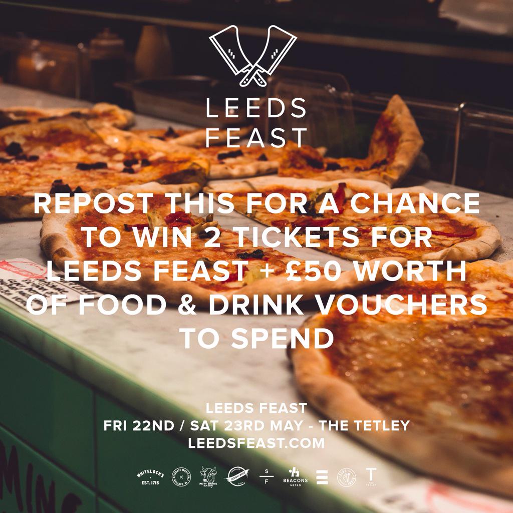 RT this to win tickets to Leeds Feast plus £50 worth of food &amp; drink over the weekend. #LIF15 <a href="/LeedsIndieFood/">Leeds Indie Food</a> 🍴🍕🍷