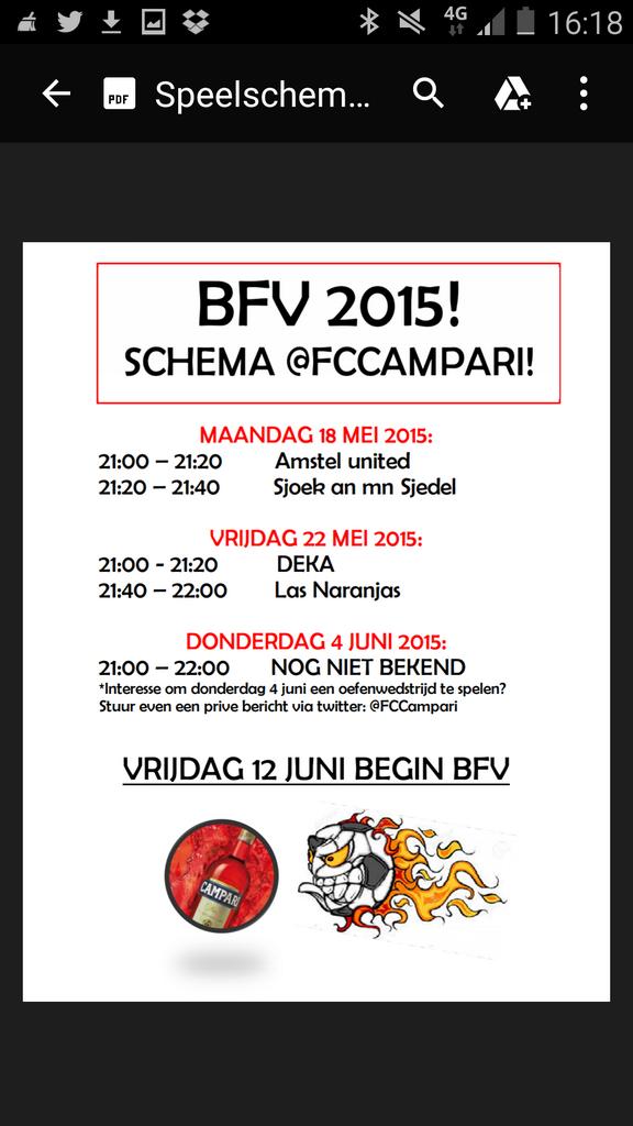 FCCampari's tweet photo. Ons voorlopige oefenprogramma is bekend! Interesse om 4 juni tegen ons te oefenen? Stuur dan even een privé bericht. http://t.co/0QCvmT4sn7