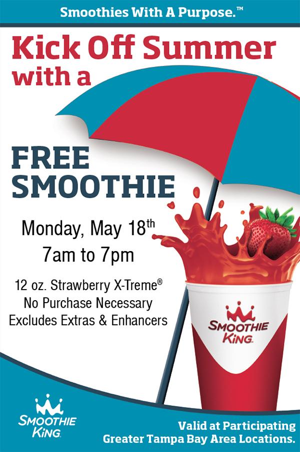 smoothiekingnt's tweet photo. Kick off #summer with a #Free 12 oz. Strawberry X-treme! Today only at #Tampa locations! Come get yours now! http://t.co/nu9dW61mE7