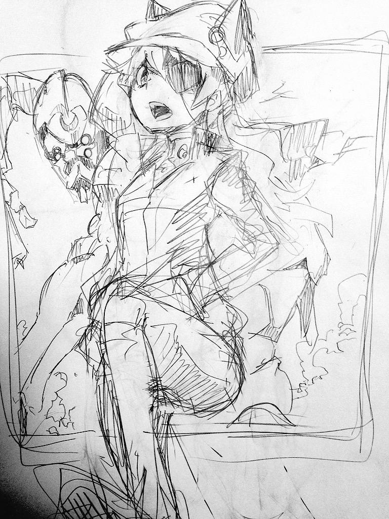 今日の落書きはアスカと2号機 